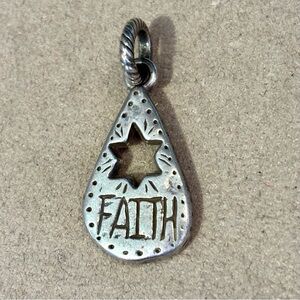 Brighton FAITH Notes charm Hammered silver Star cutout Teardrop shape Retired